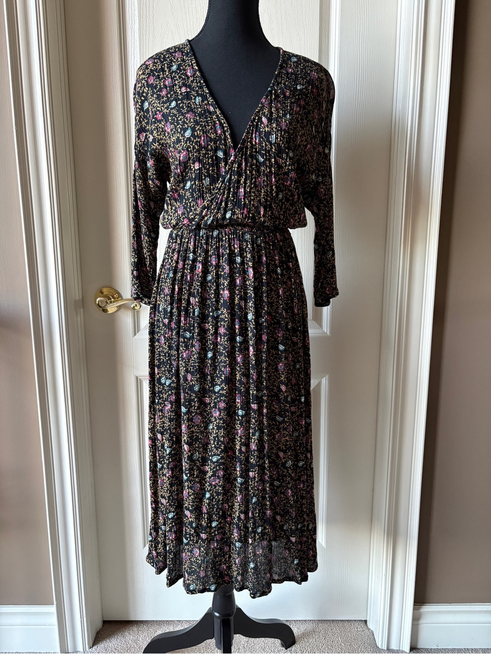 Black Floral Midi Dress